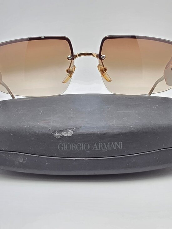 Giorgio Armani 1525 743 Gold Frame Brown Gradient Lens Semi Rimless Sunglasses main image 6